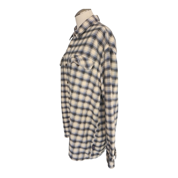 Patagonia Men's XL Blue & Cream Plaid Organic Cotton Shirt – Button-Up, Outdoor - Picture 5 of 11